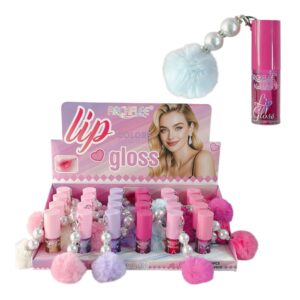 Lip Gloss Con Pompon y Perlas AY026