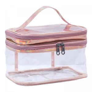 Cosmetiquera Transparente Rosada M005
